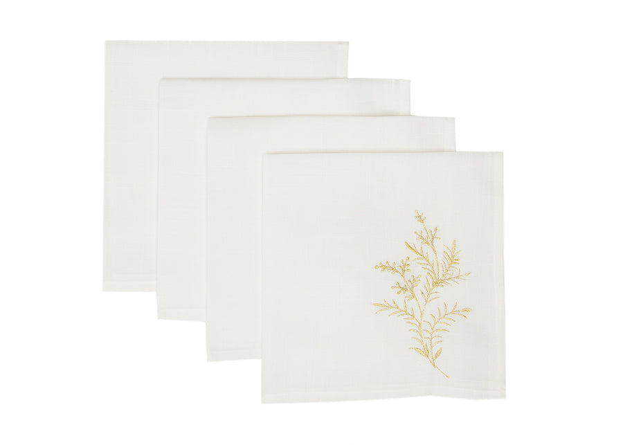 Anne Elegant Branches Embroidered Napkin, Set of 4, 20"x20", Red
