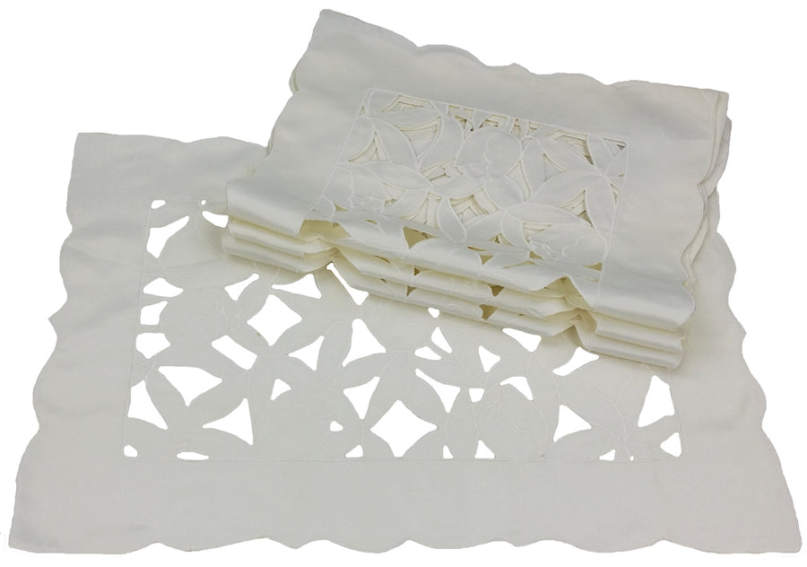XD40030 Tulip Bouquet Placemats, White, Set of 4