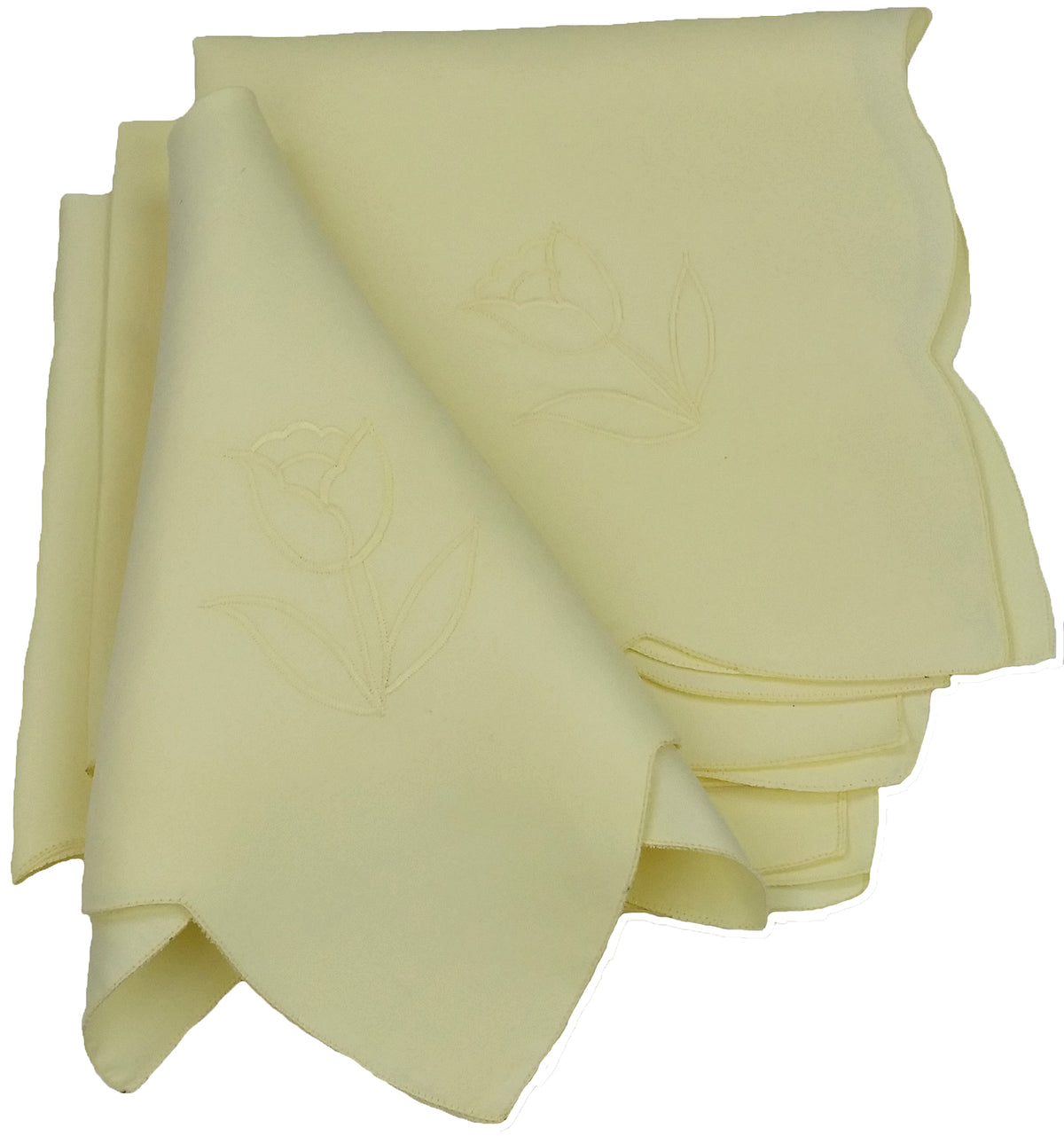 Xia Home Fashions Tulip Bouquet Cutwork Napkins Set of 4 21x21 Yellow