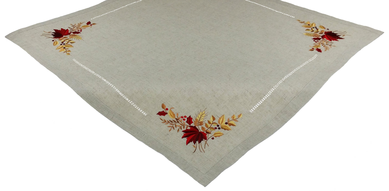 XD45115 Harvest Leaves Embroidered Table Topper 34x34