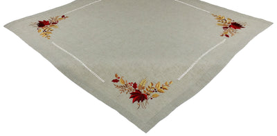 XD45115 Harvest Leaves Embroidered Table Topper 34x34