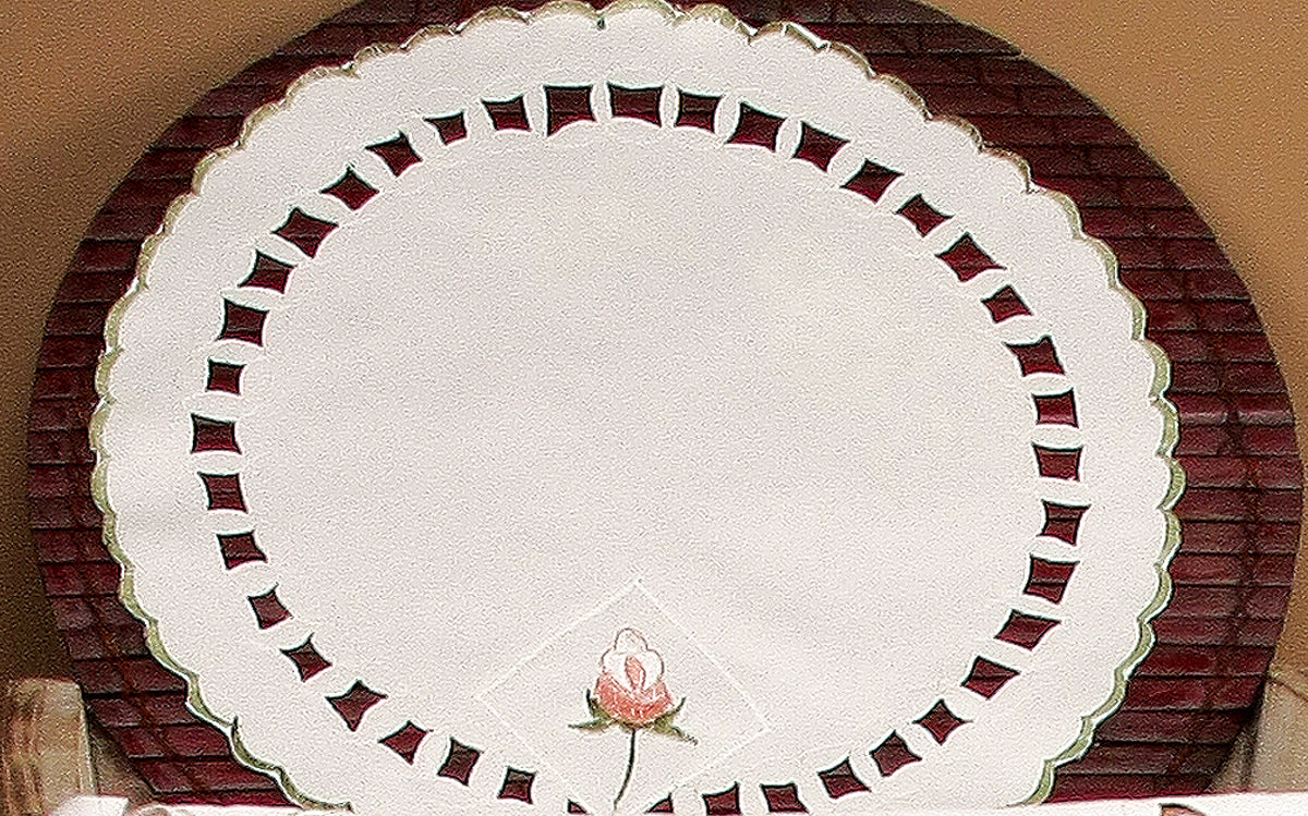 Xia Home Fashions Rose Cutwork Embroidered Doilies Set of 4 12 Round