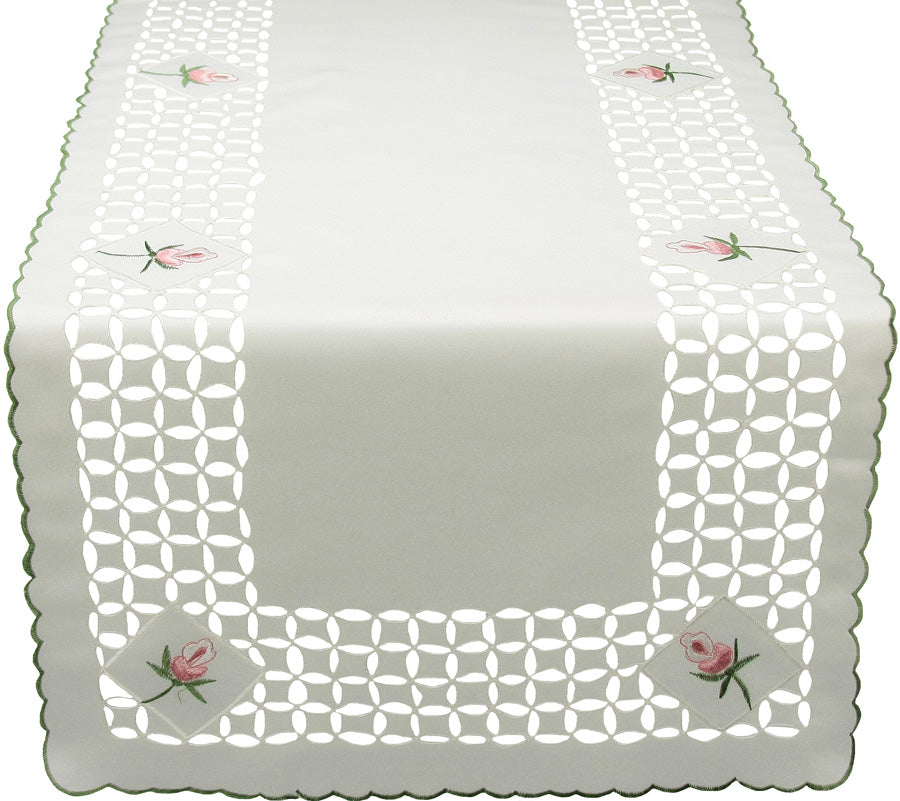 Xia Home Fashions Rose Cutwork Embroidered Doilies Set of 4 12 Round