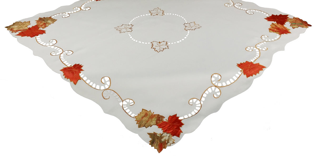 XD46211 Scrolling Leaf Cutwork Table Topper 36x36