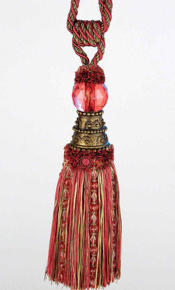 XIA HOME FASHIONS Artisan Decorative Tassel Tieback Red