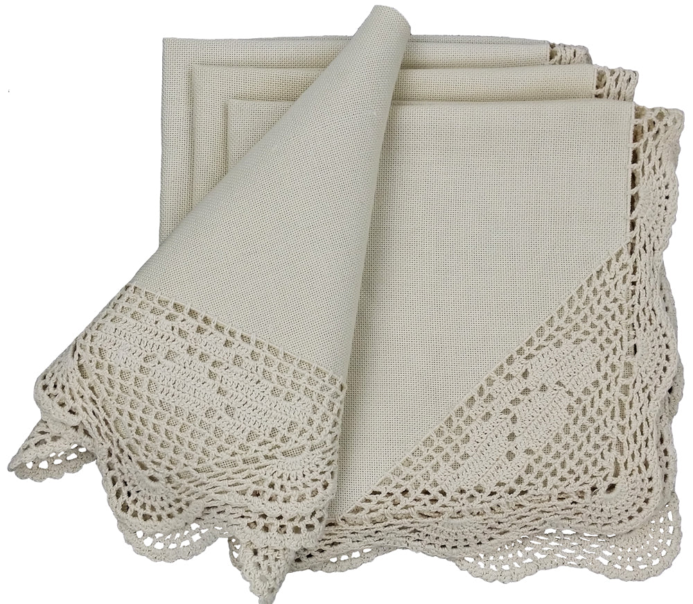 XD50002 Hand-Stitched Crochet Napkin, 21"x21", Set of 4