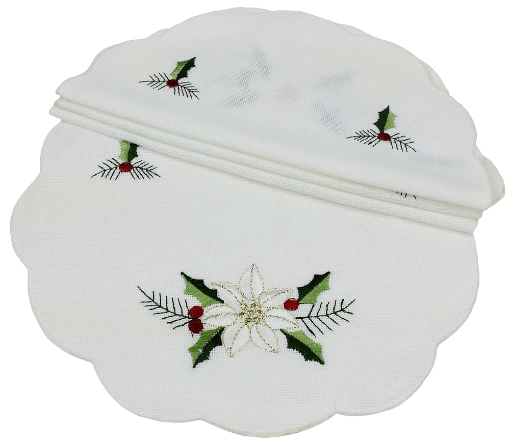XD68036 Country Poinsettia Doilies, Set of 4