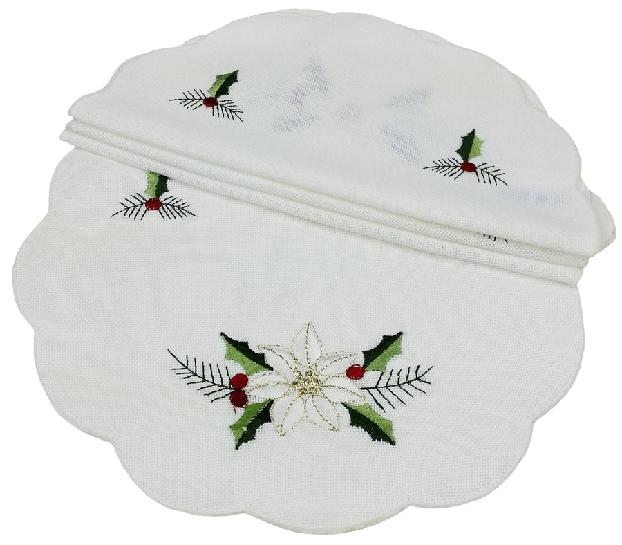 XD68036 Country Poinsettia Doilies, Set of 4