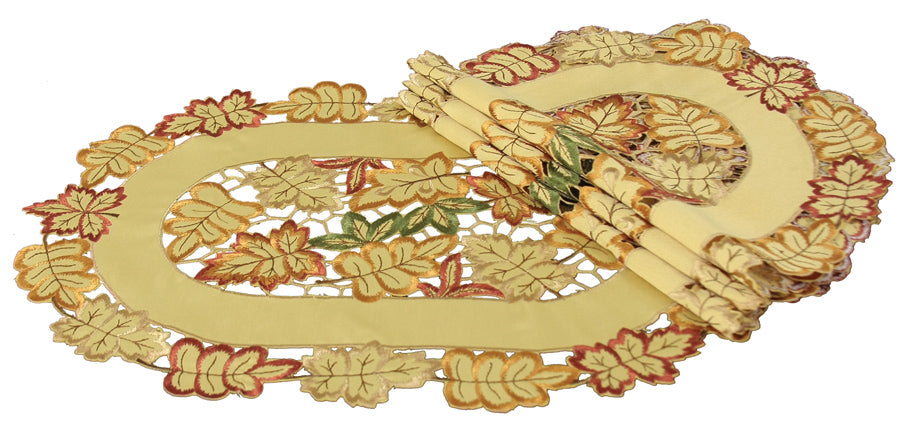 XD75018 Bountiful Leaf Placemats, 14"x20", Set of 4