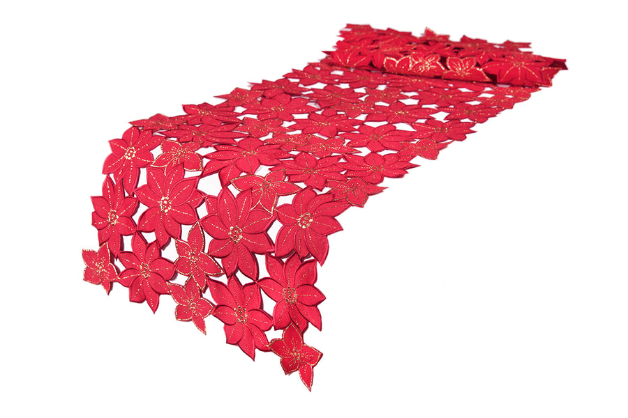 XD795022 Festive Poinsettia Table Runner