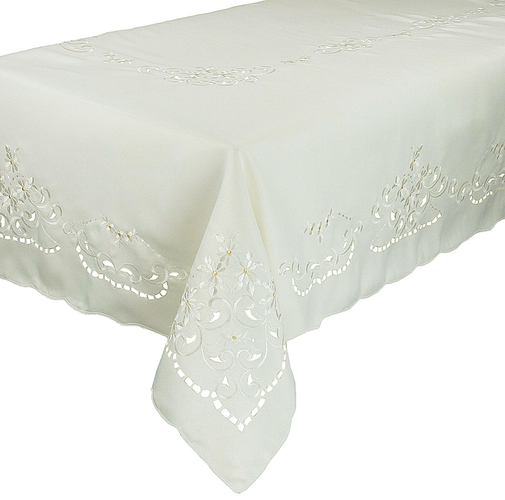 Xia Home Fashions Daisy Poliviscose Tablecloth Embroidered Cutwork 60x60 Red