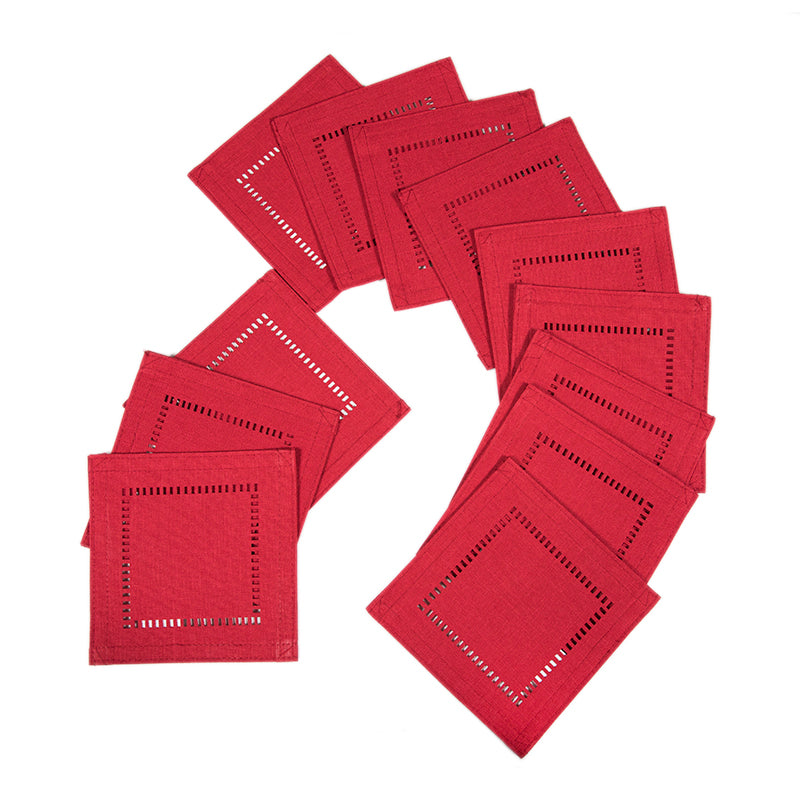 XD915918-Melrose Poliviscose Coasters Hemstitch Solid Set of 12 6x6 Spring Green