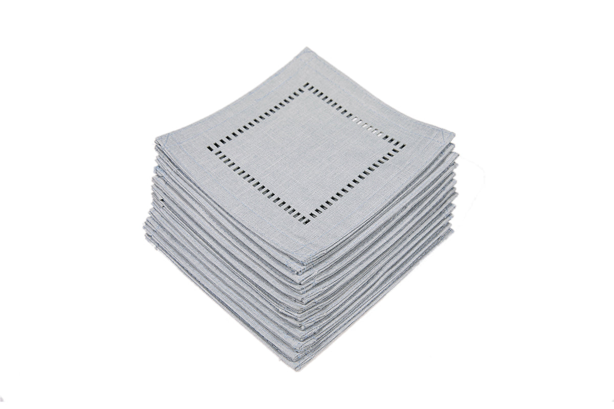 XD915918-Melrose Poliviscose Coasters Hemstitch Solid Set of 12 6x6 Spring Green
