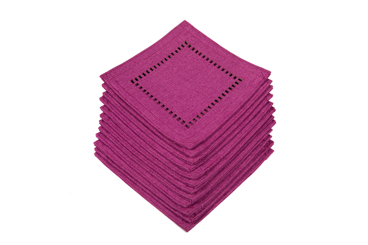 XD915918-Melrose Poliviscose Coasters Hemstitch Solid Set of 12 6x6 Spring Green