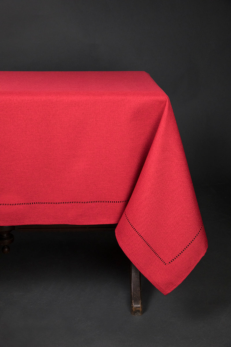 XD915918-Melrose Poliviscose Tablecloth Hemstitch Solid 60x84 Venetian Red