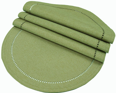 XD915918  Melrose Hemstitch Placemat, 16"Rnd, Set of 4