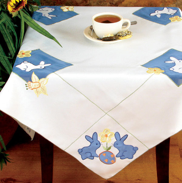 XD67703 Baby Bunnies Appliqué Table Topper 34x34